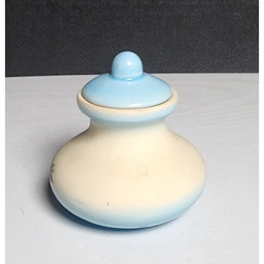Vintage Ceramic Round Bottom Small Jar With Lid Scent Smell Jar